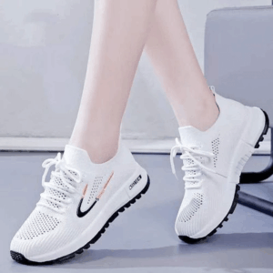 Women Lace-Up Sneakers - White